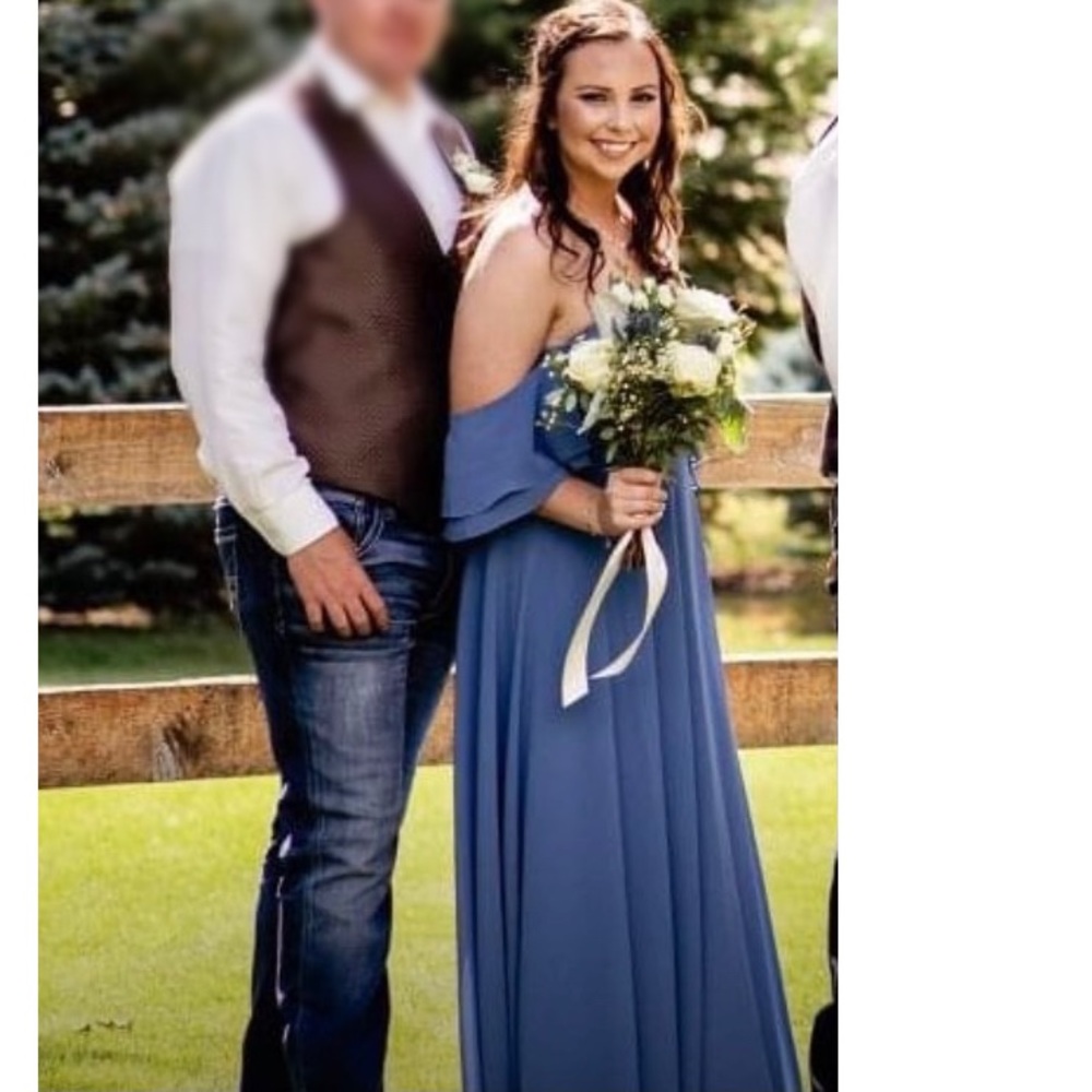 Lulus dusty blue Off The Shoulder Maxi Dress size Medium